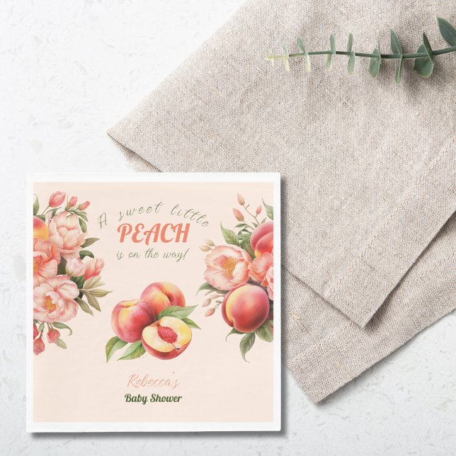 A Sweet Little Peach Summer Floral Baby Shower Napkin (Creator Uploaded)