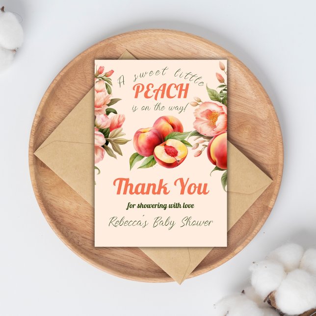 A Sweet Little Peach Summer Floral Baby Shower Thank You Card (Creator Uploaded)