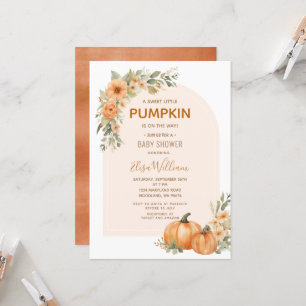 A Sweet Little Pumpkin Autumn Floral Baby Shower  Invitation