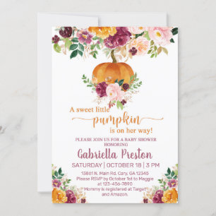A sweet little pumpkin baby shower invite. invitation