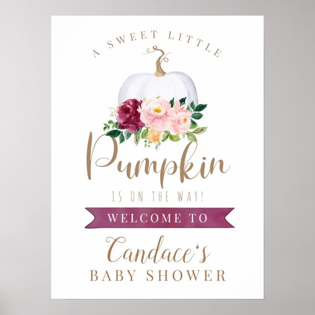 A Sweet Little Pumpkin Baby Shower Welcome Poster (Front)