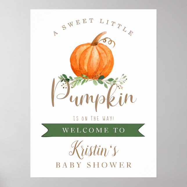 A Sweet Little Pumpkin Baby Shower Welcome Poster (Front)