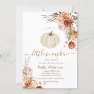 A Sweet Little Pumpkin Boho Floral Baby Shower Invitation