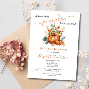 A Sweet Little Pumpkin Fall Autumn Baby Shower Invitation