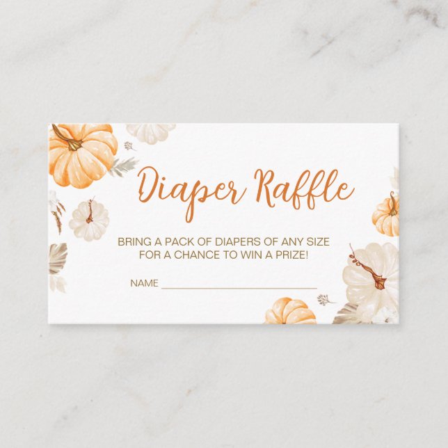 A Sweet Little Pumpkin Fall Baby Diaper Raffle Enclosure Card (Front)