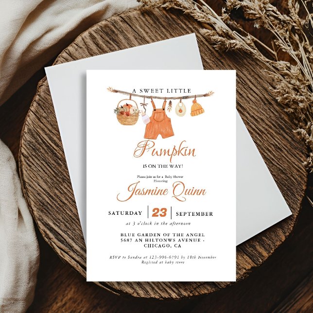A sweet little pumpkin Fall baby shower  Baby  Invitation (Creator Uploaded)