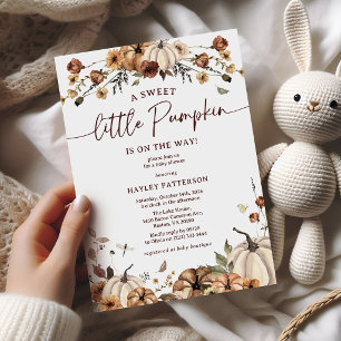 A Sweet Little Pumpkin Fall Baby Shower Invitation