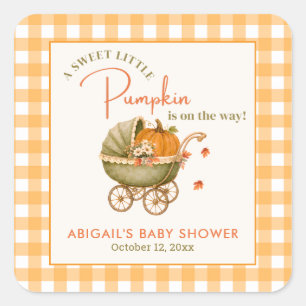 A Sweet Little Pumpkin Fall Baby Shower Square Sticker
