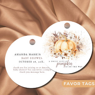 A Sweet Little Pumpkin Neutral Baby Shower Favour Tags