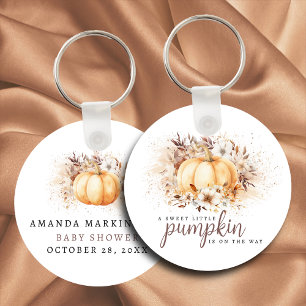 A Sweet Little Pumpkin Neutral Baby Shower Key Ring