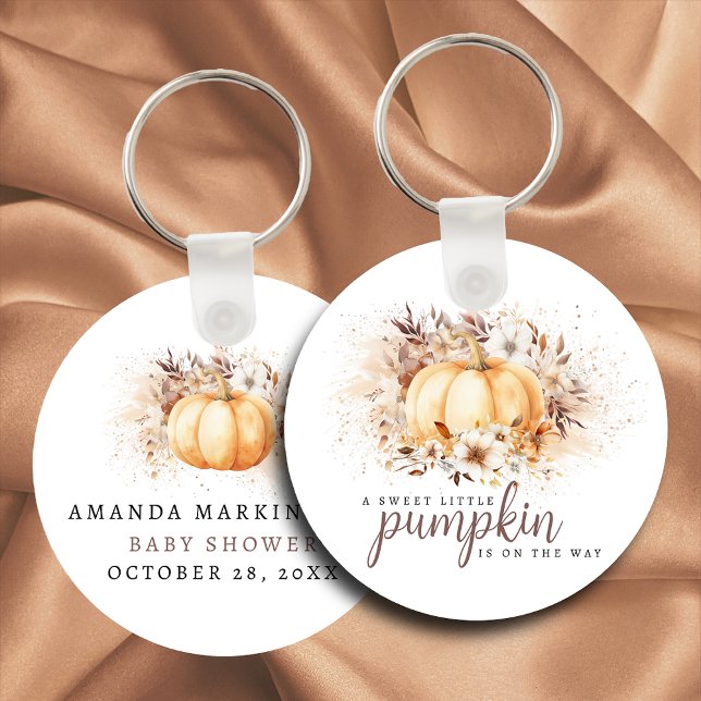 A Sweet Little Pumpkin Neutral Baby Shower Key Ring (Creator Uploaded)