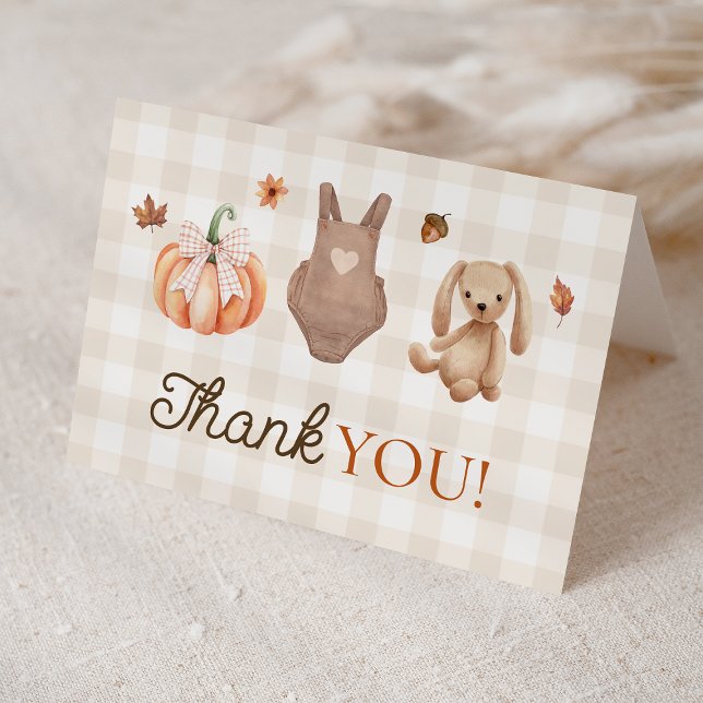 A Sweet Little Pumpkin Neutral Fall Baby Shower Thank You Card (Creator Uploaded)
