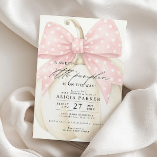 A sweet little pumpkin pink bow girl baby shower invitation
