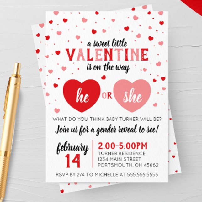 A Sweet LIttle Valentine Gender Reveal Party Invitation (Creator Uploaded)