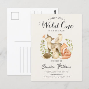 A Sweet Little Wild One Boho Woodland Animals Postcard