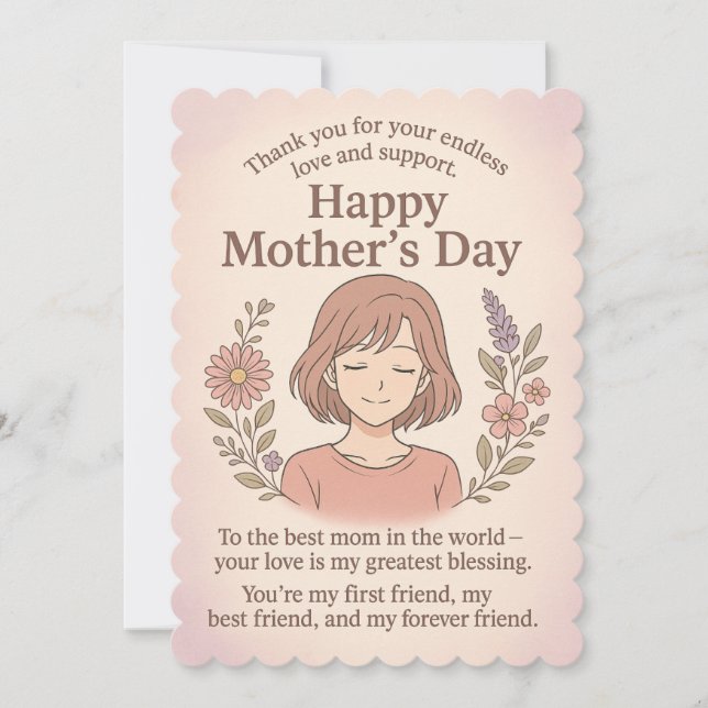 A sweet Mother's Day greeting card - thank you to  (Front)