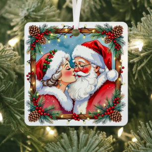 A Sweet Old-Fashioned Christmas Mr and Mrs Claus Metal Tree Decoration
