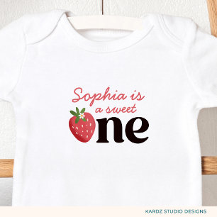 A Sweet One Strawberry Girl 1st Birthday Baby Bodysuit