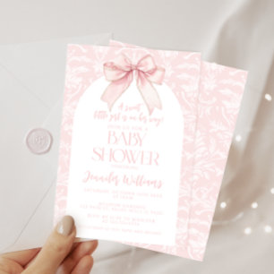 A Sweet Pink Bow Boho Coquette Baby Girl Shower Invitation
