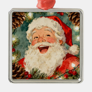 A Sweet Retro Santa Claus   Vintage Christmas Metal Ornament