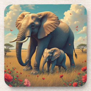 A Sweet Sentimental Mama and Baby Elephant Coaster