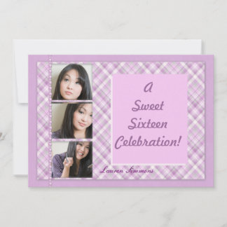 A Sweet Sixteen Celebration Plaid Party Invitation