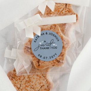 A Sweet Thank You Ash Blue Hearts Wedding Favour Classic Round Sticker