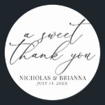 A Sweet Thank You Black and White Classic Wedding Classic Round Sticker<br><div class="desc">A Sweet Thank You Black and White Classic Wedding Sticker.</div>