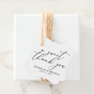 A Sweet Thank You Black and White Classic Wedding Favour Tags