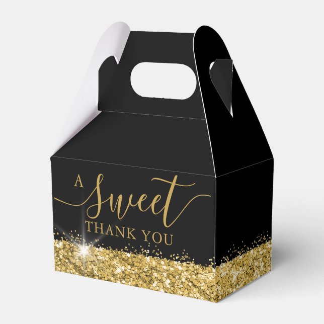 A Sweet Thank You Black Gold Wedding Shower Favour Box (Front Side)