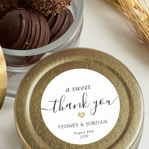 A Sweet Thank You Chic Modern Script Wedding Favou Classic Round Sticker