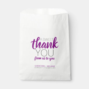 A Sweet Thank You Dark Purple Grey Modern Wedding Favour Bag