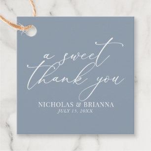 A Sweet Thank You Dusty Blue Elegant Wedding Favour Tags