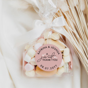 A Sweet Thank You Dusty Pink Hearts Wedding Favour Classic Round Sticker