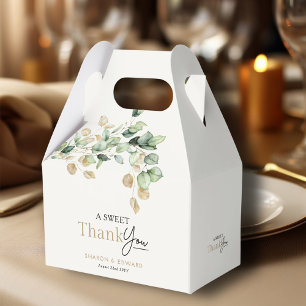 A Sweet Thank You Eucalyptus Greenery Gold Wedding Favour Box