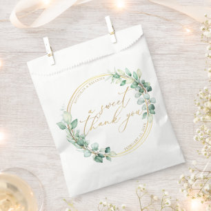 A Sweet Thank You Gold Eucalyptus Greenery Wedding Favour Bag