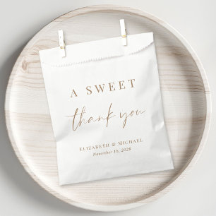 A Sweet Thank You Gold Script Wedding Favour Bag