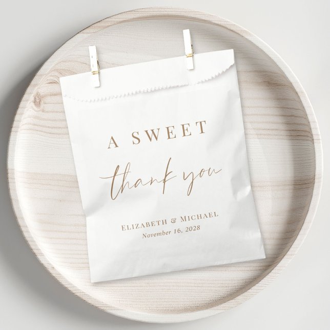 A Sweet Thank You Gold Script Wedding Favour Bag (Creator Uploaded)