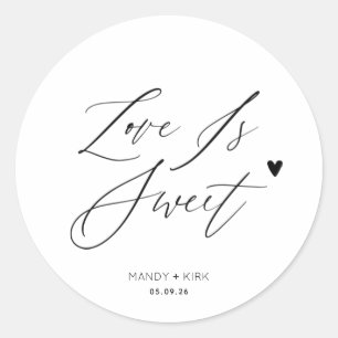 A Sweet Thank You Minimalist Wedding Sweet Favor  Classic Round Sticker