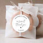 A Sweet Thank You Minimalist Wedding Sweet Favour Classic Round Sticker<br><div class="desc">A Sweet Thank You Minimalist Wedding Sweet Favour Stickers</div>