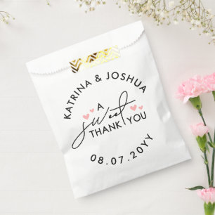 A Sweet Thank You Pink Hearts Wedding Favour Bag