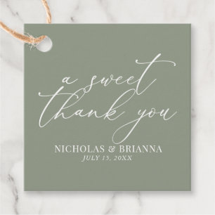 A Sweet Thank You Sage Green Elegant Wedding Favour Tags