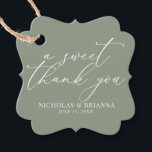 A Sweet Thank You Sage Green Elegant Wedding Favour Tags<br><div class="desc">A Sweet Thank You Sage Green Elegant Wedding Favour Tags. The word 'a sweet thank you' is not editable.</div>