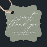 A Sweet Thank You Sage Green Elegant Wedding Favour Tags<br><div class="desc">A Sweet Thank You Sage Green Elegant Wedding Favour Tags. The word 'a sweet thank you' is not editable.</div>