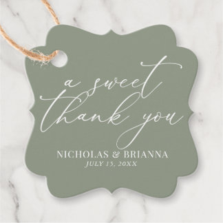 A Sweet Thank You Sage Green Elegant Wedding Favour Tags