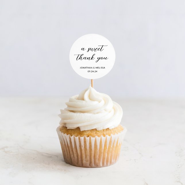 A Sweet Thank You Script White Wedding Favour Classic Round Sticker (Creator Uploaded)