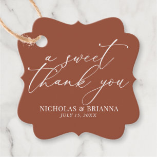 A Sweet Thank You Terracotta Burnt Orange Wedding  Favour Tags