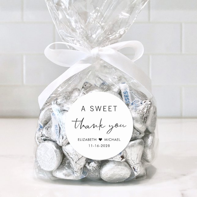 A Sweet Thank You Wedding Classic Round Sticker (Creator Uploaded)