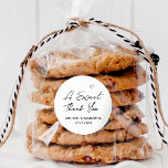 A Sweet Thank You Wedding Favor Classic Round Sticker<br><div class="desc">Easily personalize these elegant,  minimalist wedding favor thank you sticker with just a few clicks.  Perfect for weddings,  showers,  and wedding party gifts.</div>