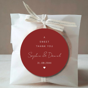 A Sweet Thank You Wedding Favour Wedding Thank You Classic Round Sticker